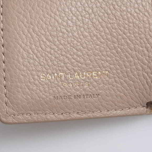 Saint Laurent Leather Tiny Wallet Tri-fold Compact Wallet Beige - Picture 6 of 8